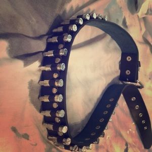 Black Leather Bullet Belt (Unisex)